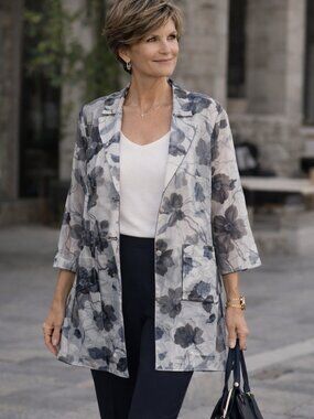 IC by Connie K Sheer Floral Duster Jacket